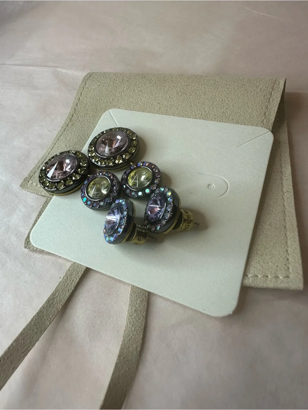 Kurt Geiger Multicolor Octavia Linear Purple Crystal Drop Earrings - Picture 4 of 7